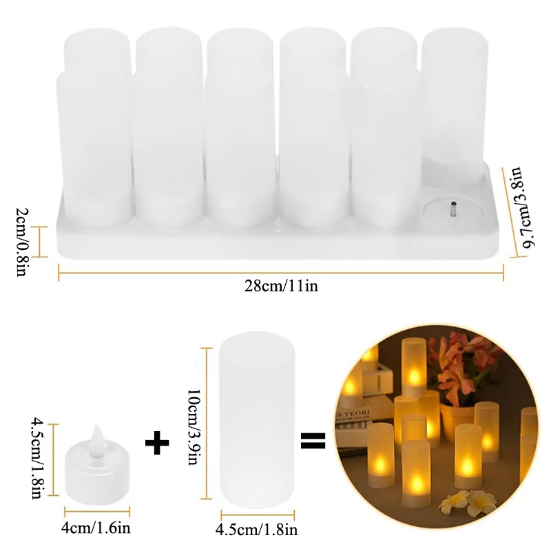 Перезаряжаемый светодиодный светильник для свечей 12 шт. беспламенный ночник