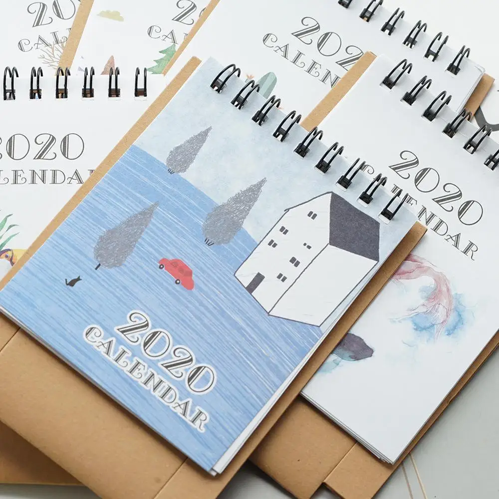 Новинка 2020 мультяшный мини настольный бумажный календарь двойной ежедневный