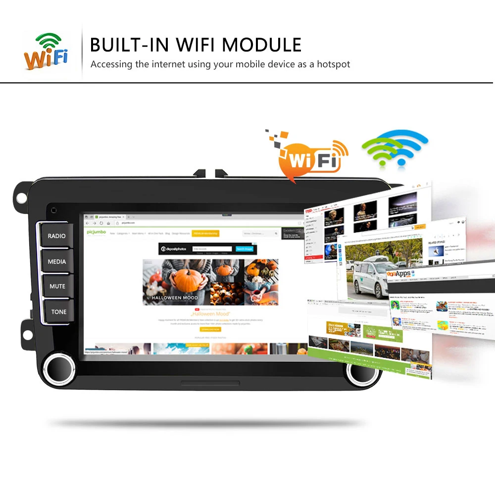 Автомагнитола Hikity 2 Din Android GPS для VW/Volkswagen Skoda Octavia golf 5 6 touran passat B6 polo Jetta | Автомобили и