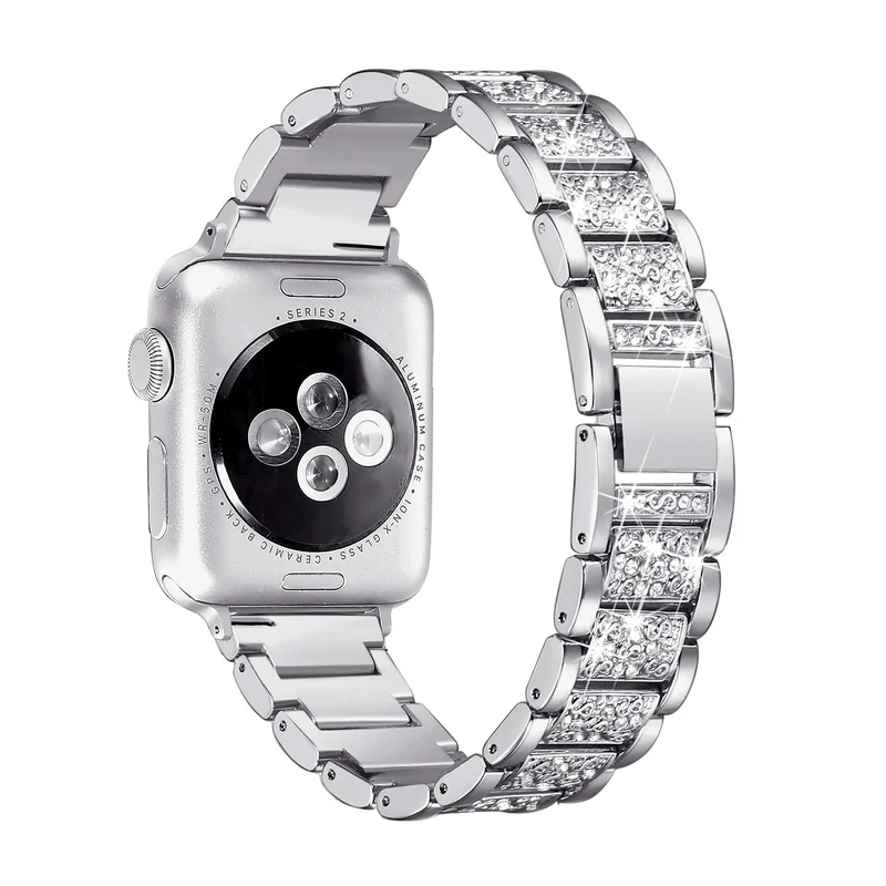 Ремешок для Apple Watch Band Series SE 6 5 4 3 2 браслет из нержавеющей стали с бриллиантами iWatch