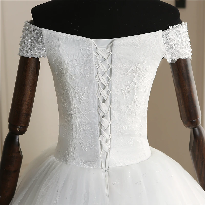 Нежная кружевная вышивка, аппликация свадебное платье с жемчугом Vestidos De Novia Милое Свадебное платье размера плюс Robe De Mariage 30