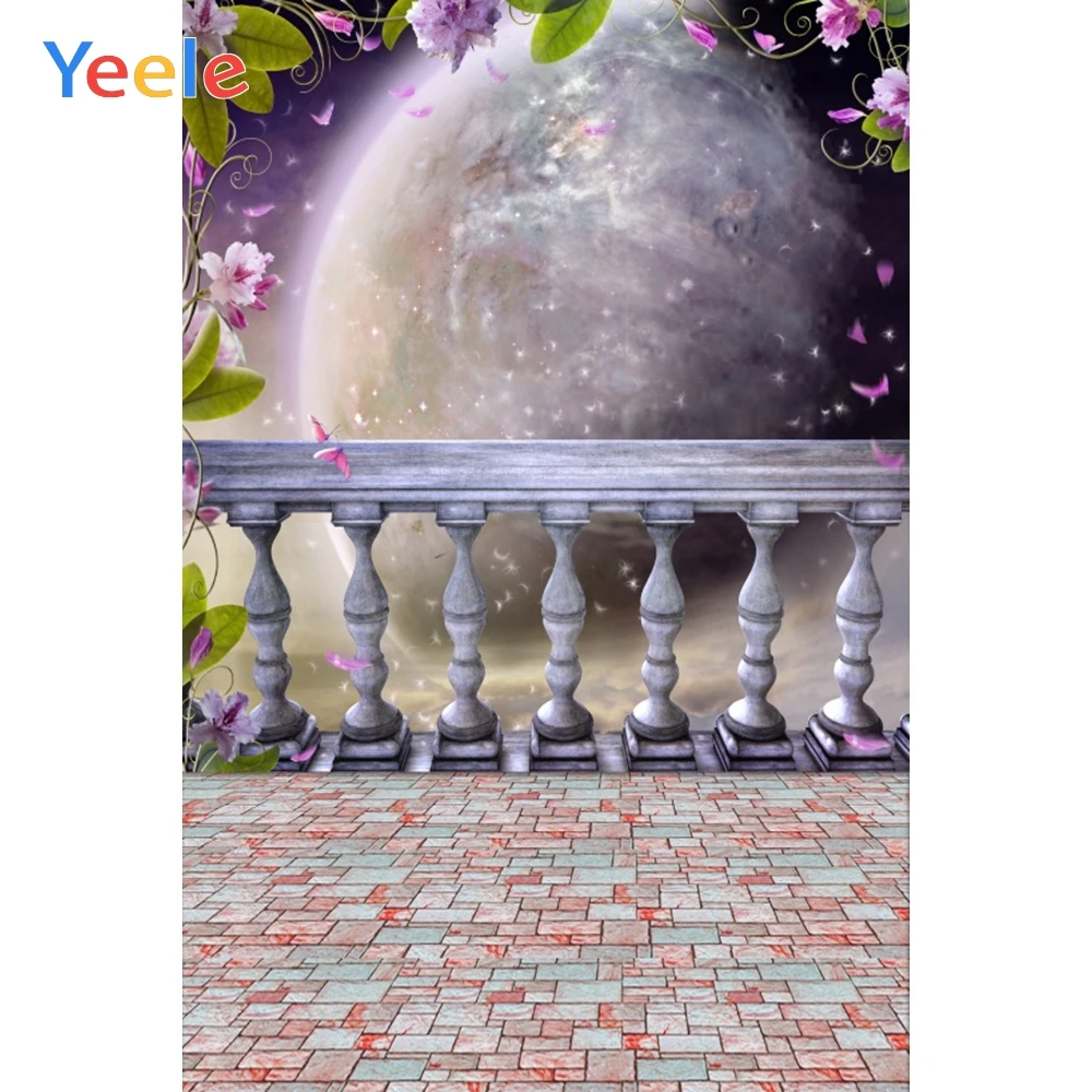 Фон для фотосъемки с изображением Луны и ночи цветов на платформе детской