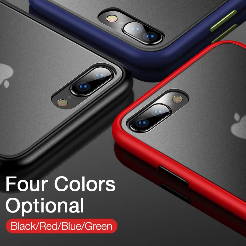 CAFELE чехол для телефона для iPhone 7, 8, 7 plus, 8 plus, PC, жесткая задняя крышка с силиконовым чехлом, чехол с мягкими краями, полупрозрачная задняя крышка для iPhone 7, 8 Plus