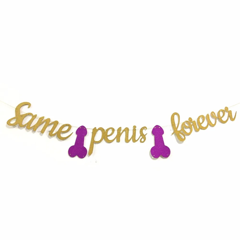 Золотой блестящий Забавный грязный тот же пенис Навсегда Баннер гирлянда для