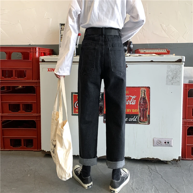 

2020 New High Waist Jeans Women Streetwear Bandage Denim Plus Size Jeans Femme Wide leg pants Pants Skinny Jeans Woman