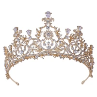 baroque retro gold crystal bridal tiaras crowns women luxury rhinestone pageant diadem bride headband wedding hair accessories