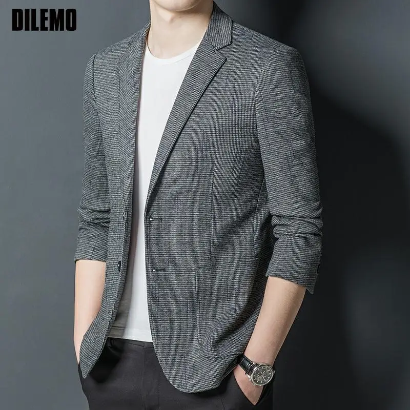 

Новый дизайнерский брендовый Повседневный модный пиджак высшего класса приталенный Блейзер для мужчин элегантный Корейский ночной костюм...