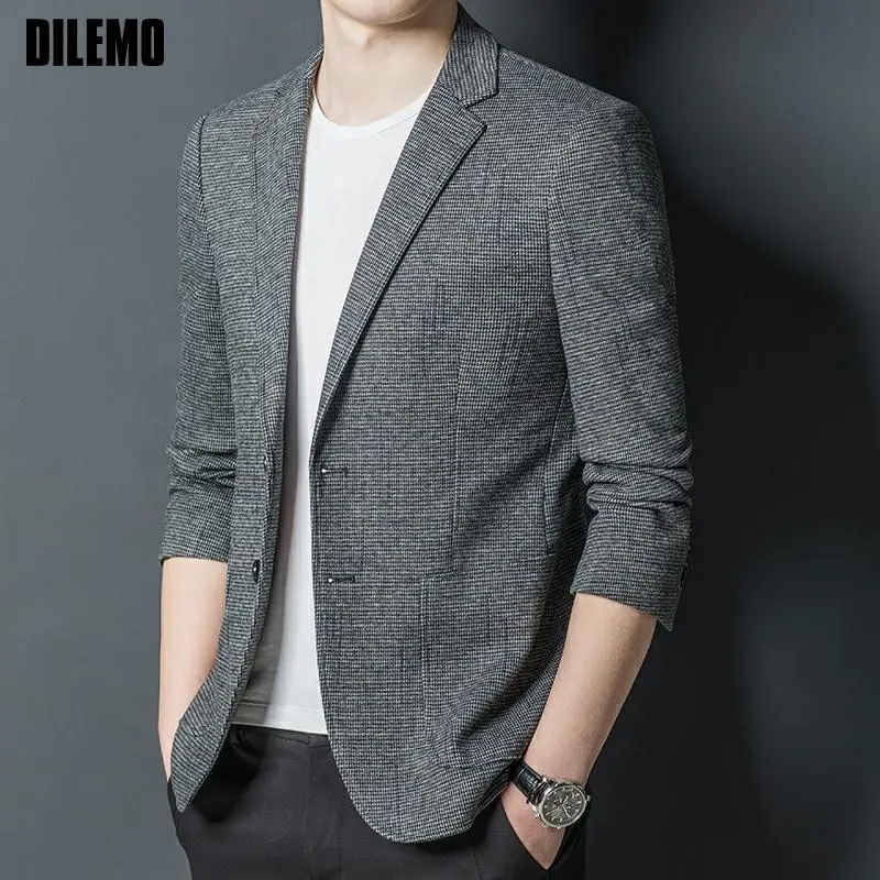 

Top Grade New Designer Brand Casual Fashion Stylist Jacket Slim Fit Blazer For Men Elegant Korean Night Suit Coat Men's Clothes