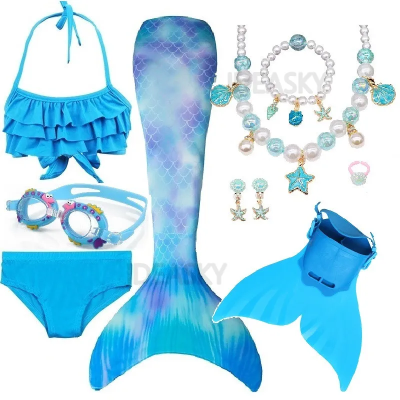 Купальный костюм для девочек с радужным хвостом Русалочки комплект косплея