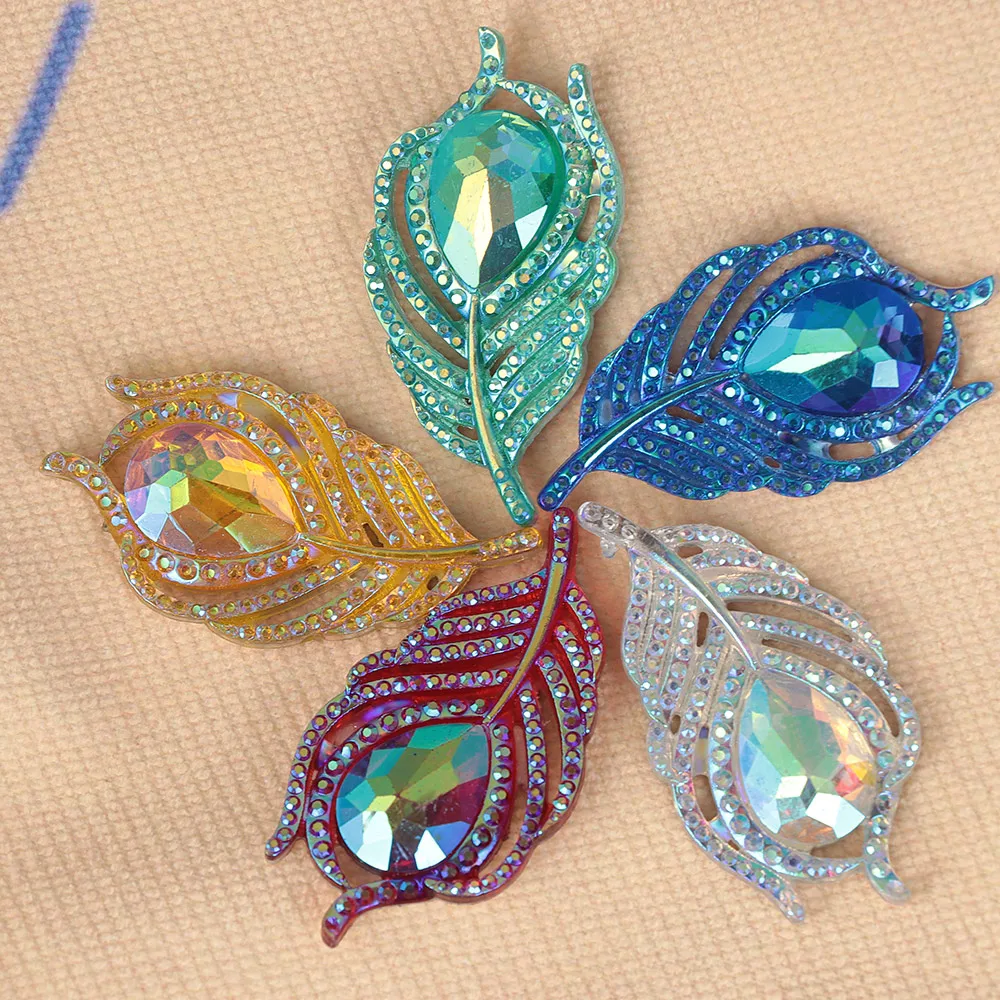 5 шт. модная смола плоская задняя часть форма листа из стразов для одежды кнопка