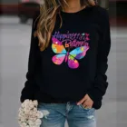 Свитшот женский с круглым вырезом, элегантный пуловер с длинным рукавом и принтом бабочки, повседневное свободное худи, спортивный костюм, уличная одежда, осень 2020