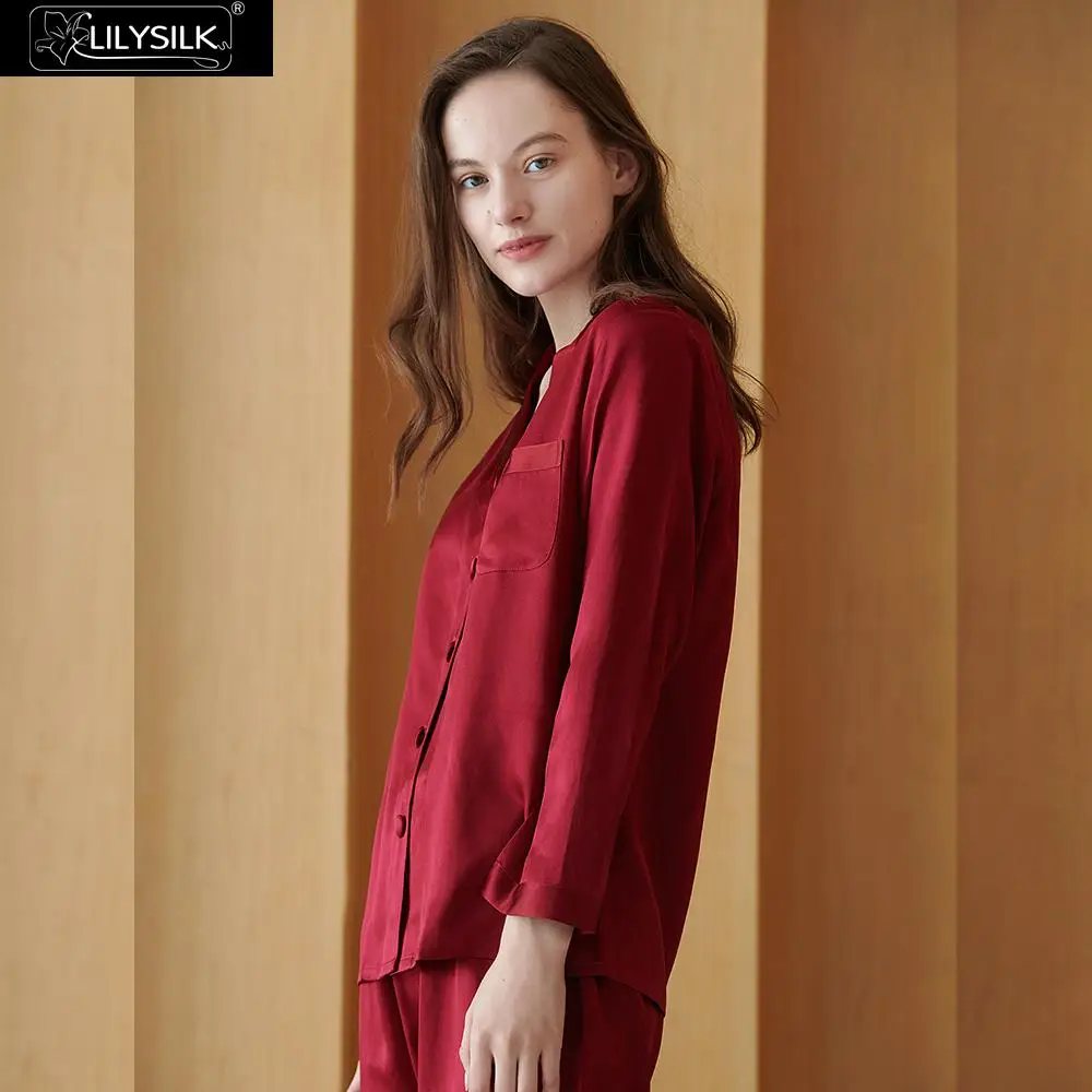 LilySilk пижамный комплект Пижама женская пижама полная длина чистый 100 шелк 22 momme