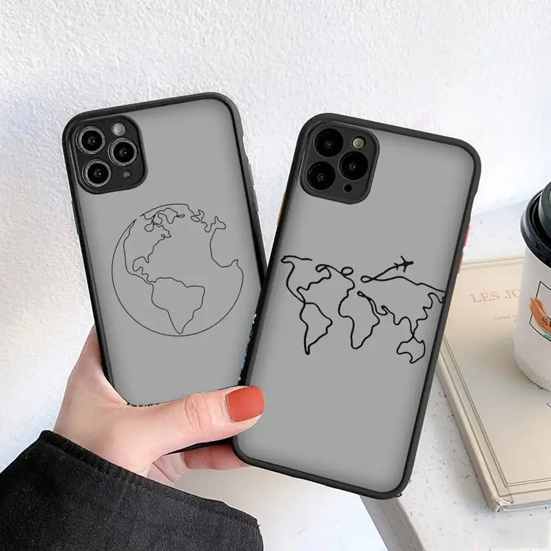 

World Map Travel Plans Phone Case For iphone 12 11 8 7 plus mini x xs xr pro max matte transparent cover