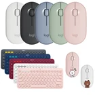 Logitech Беспроводная тонкая мышь Pebble (такой же, как M350) и клавиатура K380 1000DPI высокая точность оптического отслеживания, снимающий цвет