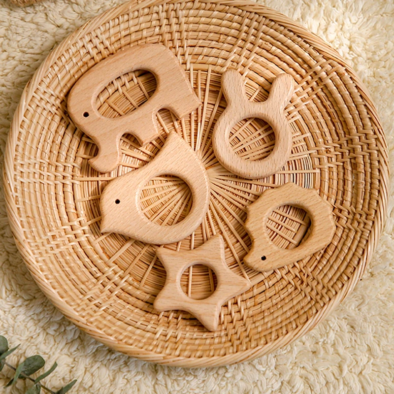 

Let's Make Baby Teether Animal Beech Wood Rings 10PCS Bird Unicorn DIY Accessories Teething Toys Baby Products Wooden Teethers