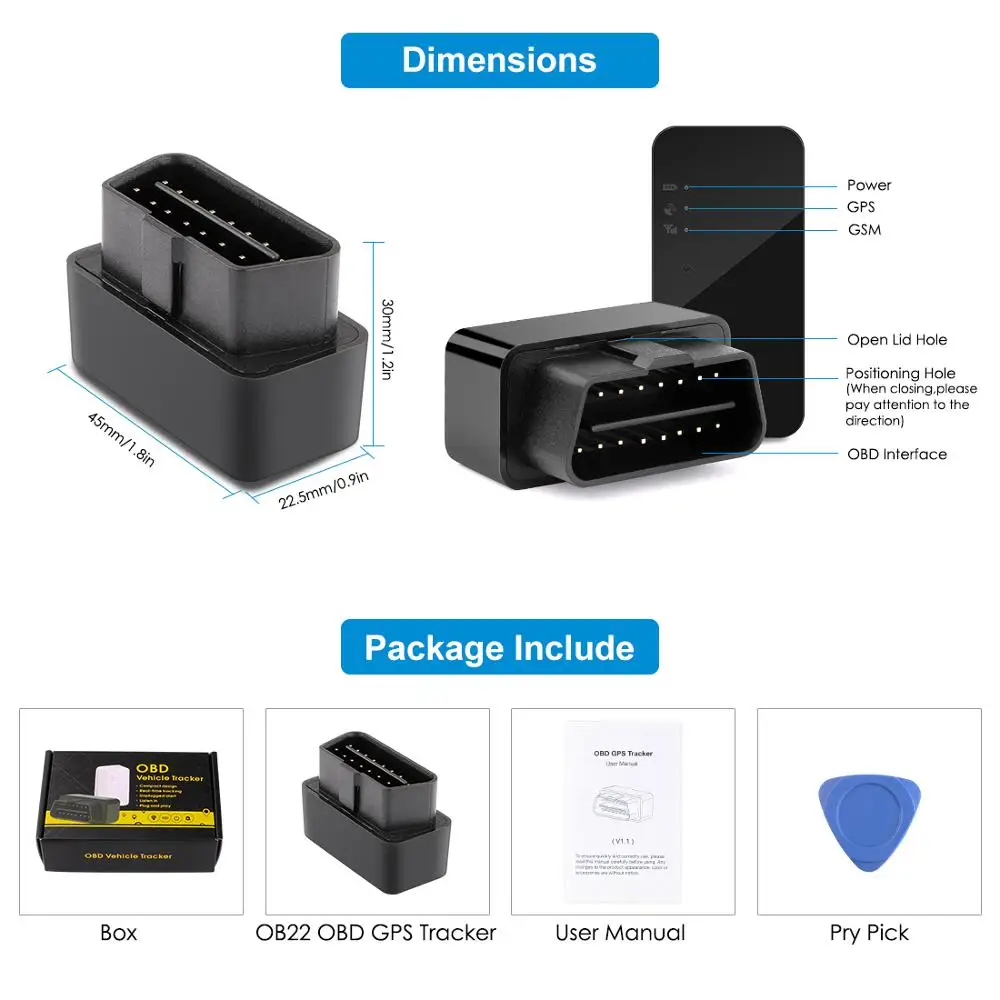 Автомобильный мини-трекер OBD2 GPS трекер с SIM-картой MV22 OBD Plug Play LBS в режиме реального