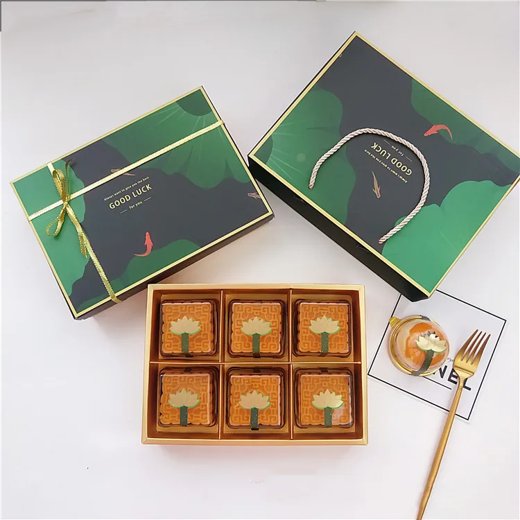 Macaron Baking Packaging Gift Box Green Mooncake Boxes Chocolate Candy Box Wedding Party Dessert Shop Decor Dessert Gift Bags