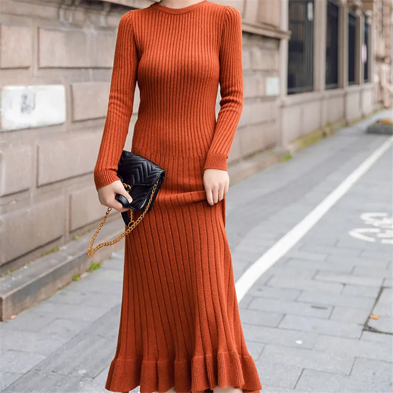 Корейское платье Swearer женское трикотажное элегантные женские облегающие платья