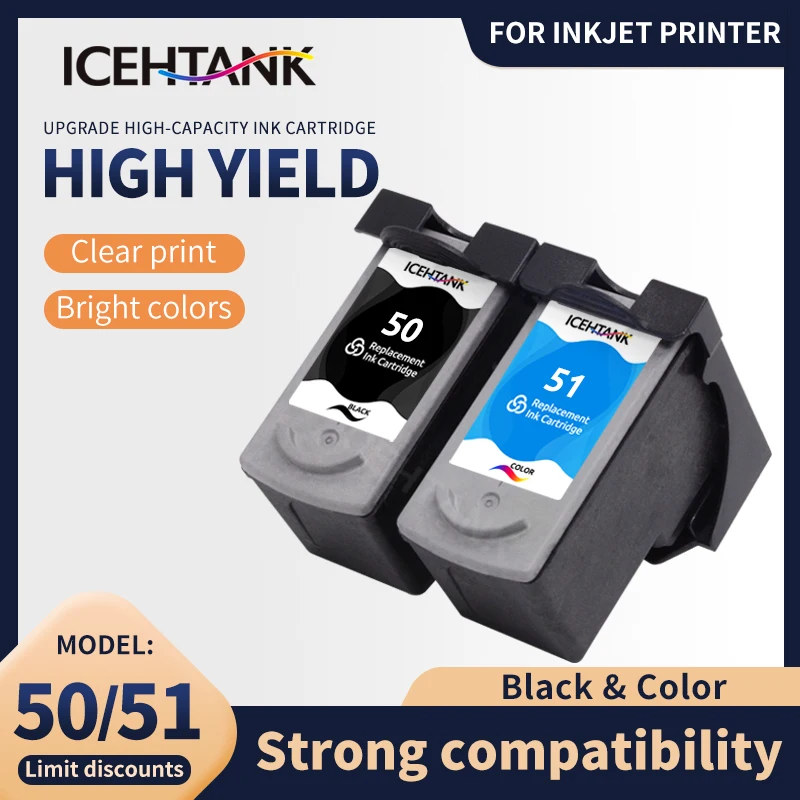 Чернильный картридж Icehtank PG50 CL51 для Canon PIXMA IP2200 MP170 MP150 MP450 MP460 MP160 MP180 MX308 MX318 |