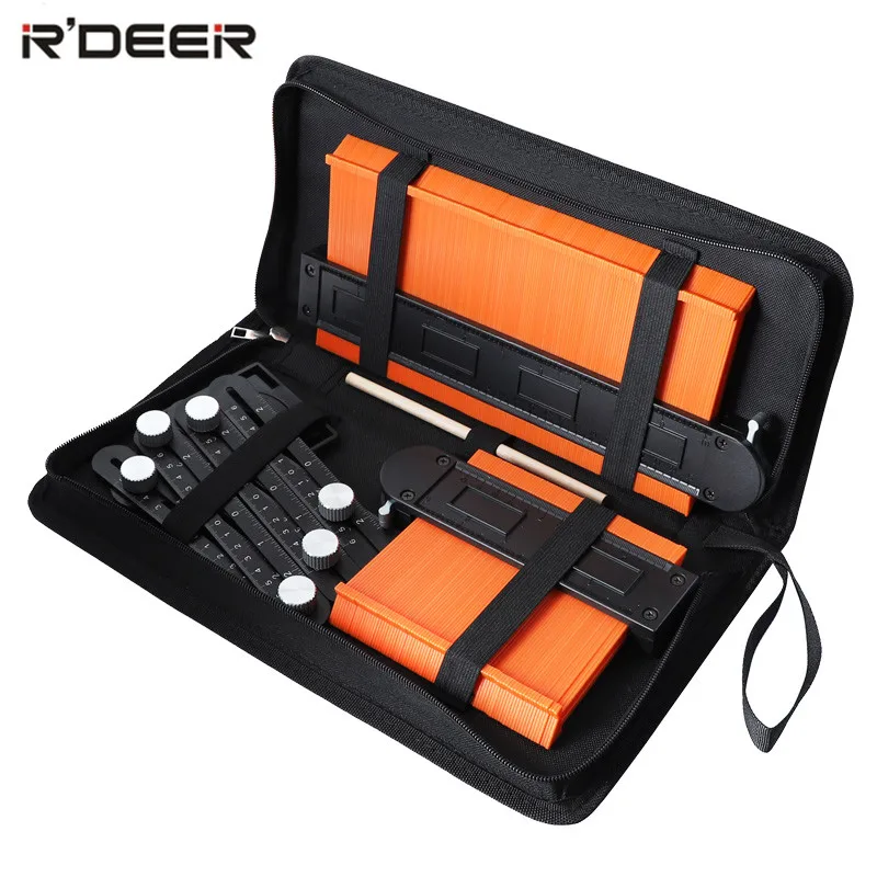 

5”/10” Contour Gauge Set with 6-Folding Ruler Metal Lock Shape Duplicator Tiling Laminate Tiles Template Profile Gauge