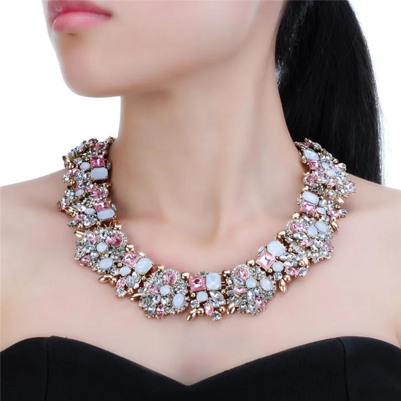 Женский ювелирный комплект из колье и серёг в винтажном стиле|necklace earring|crystals necklaces