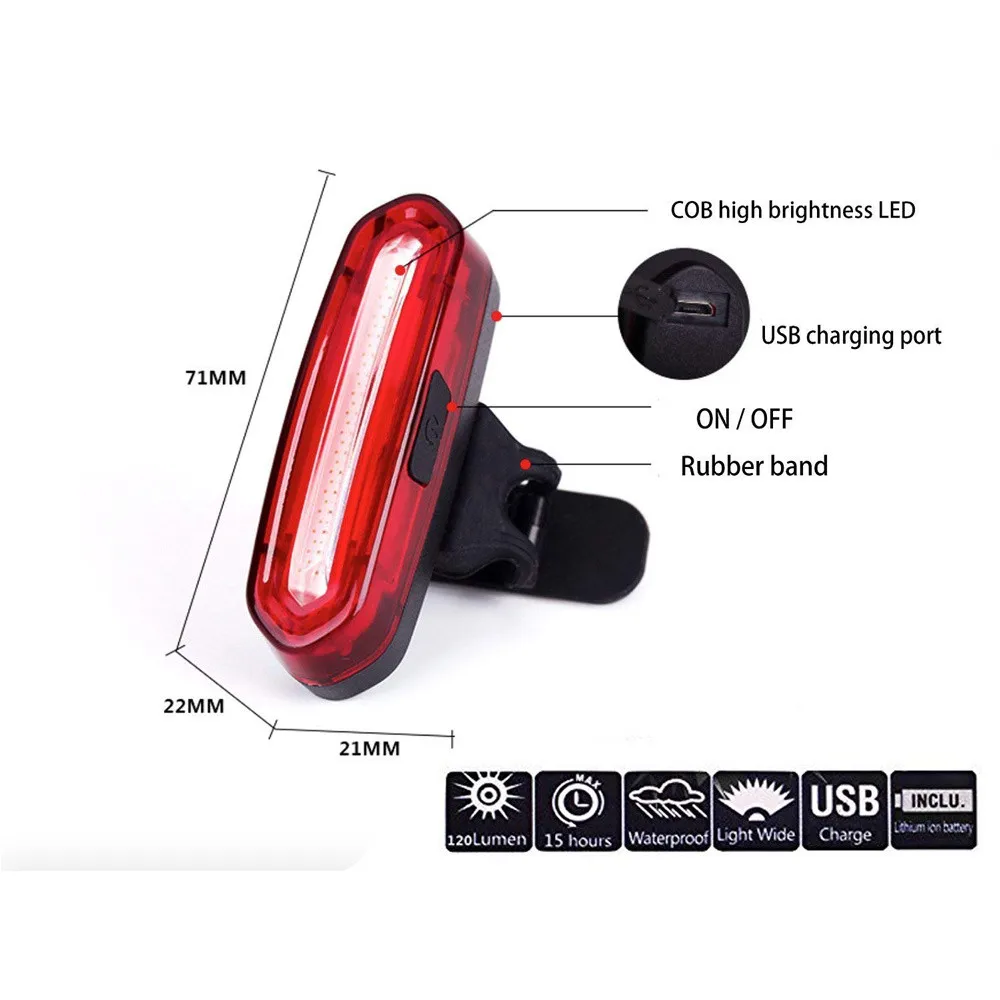Waterproof USB Rechargeable Bicycle Tail Light Ultra bright 6 Lighting Modes Red/White LED light Bike Safety flash lamp | Спорт и