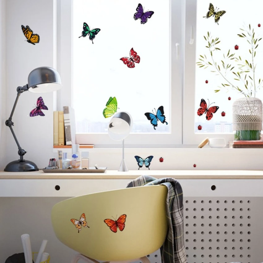 3D настенная художественная Цветная Бабочка Божья коровка виниловая Фотография