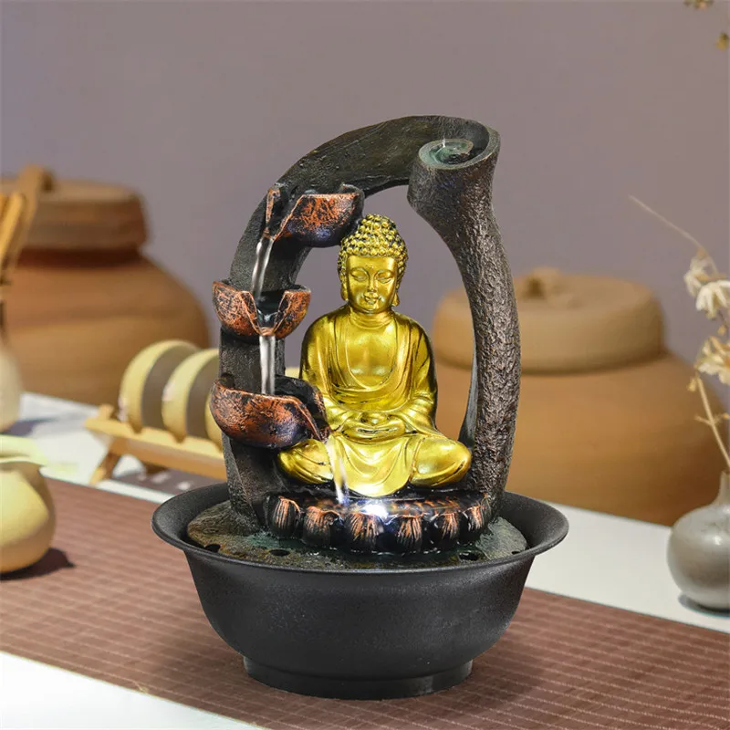 Статуя Будды декоративные украшения для дома фонтаны помещений смоляные фэн шуй