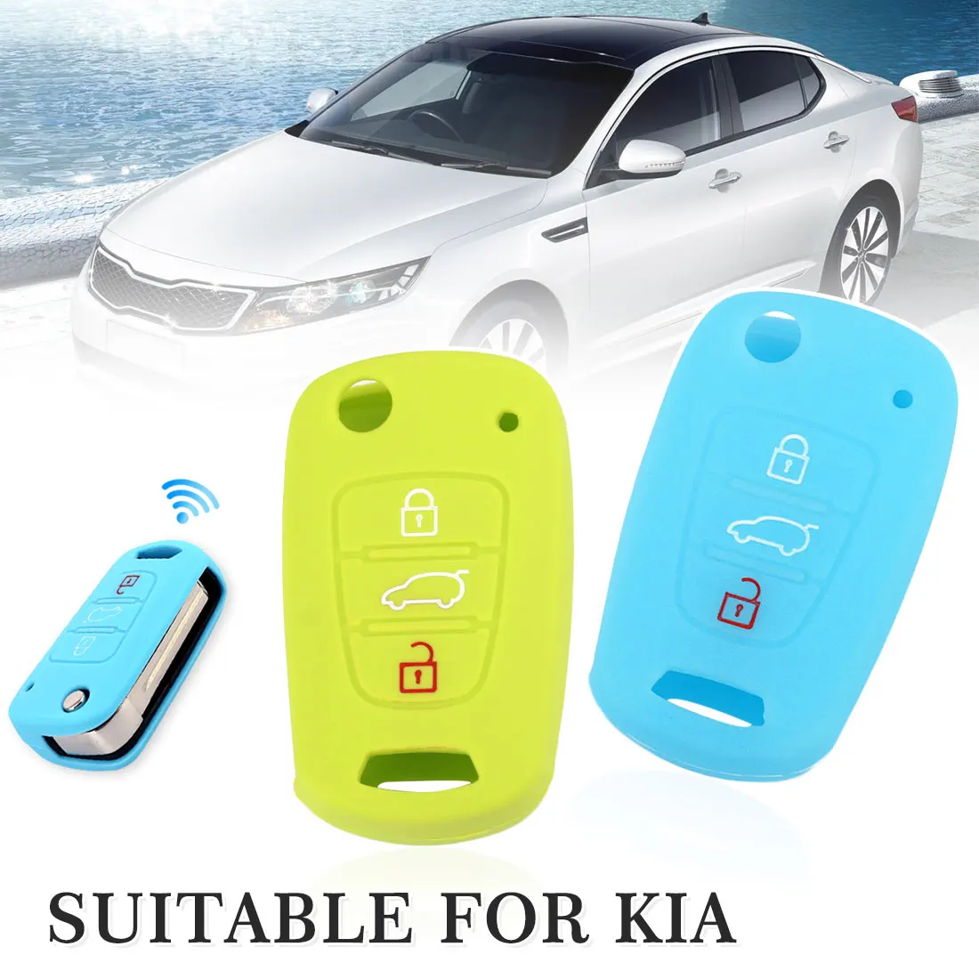 Силиконовый чехол-книжка с 3 кнопками для автомобильного ключа Kia RIO K2 K3 K5 Ceed Cerato