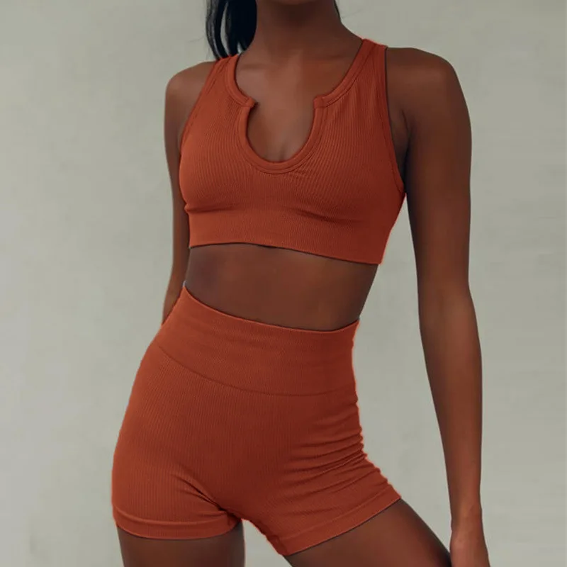 

Yoga Set Workout Dresses For Women Summer Fitness Sports Leggings Push Up Gym Clothes Tight Seamless Top And Short Body Buildup