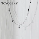 Модное ожерелье из стерлингового серебра 925 пробы в форме диска, Круглый чокер, ключицы ожерелья цепи для девушки, подарочное изящное ювелирное изделие INS