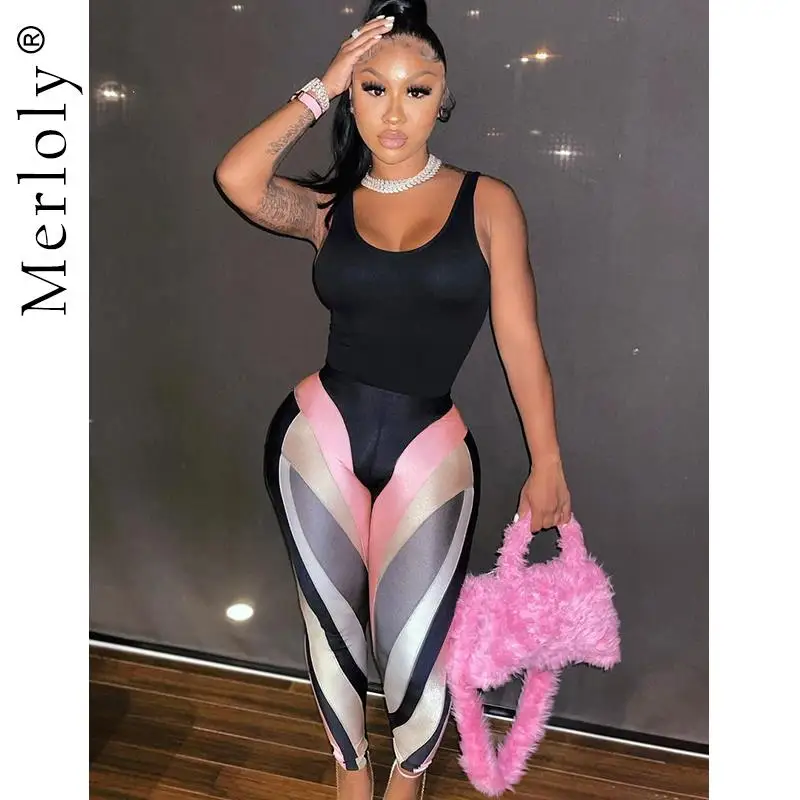 

Женские узкие брюки-карандаш, сексуальные базовые спортивные брюки контрастных цветов с принтом, Клубная одежда, одежда для фитнеса, улична...