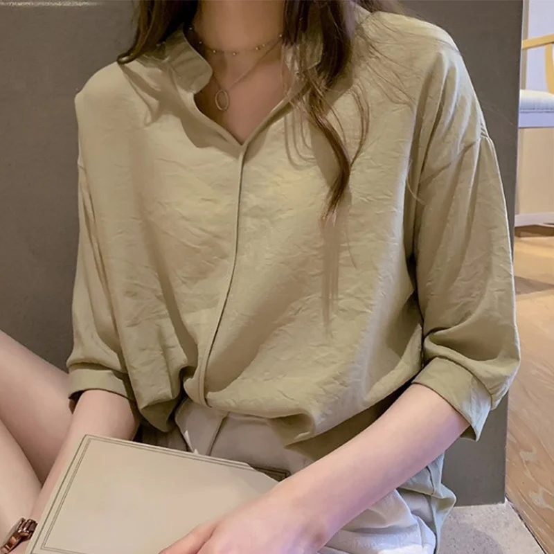 Женская шифоновая Свободная блузка большого размера 4XL летняя однотонная