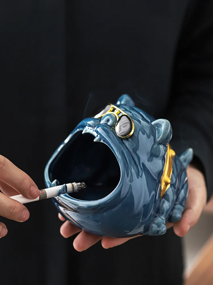 

Big Mouth Dog Cigar Ashtray Creative Trend Windproof Fly Ash Home Office Ceramic Large Ashtray Home Decoration Gifts for Men