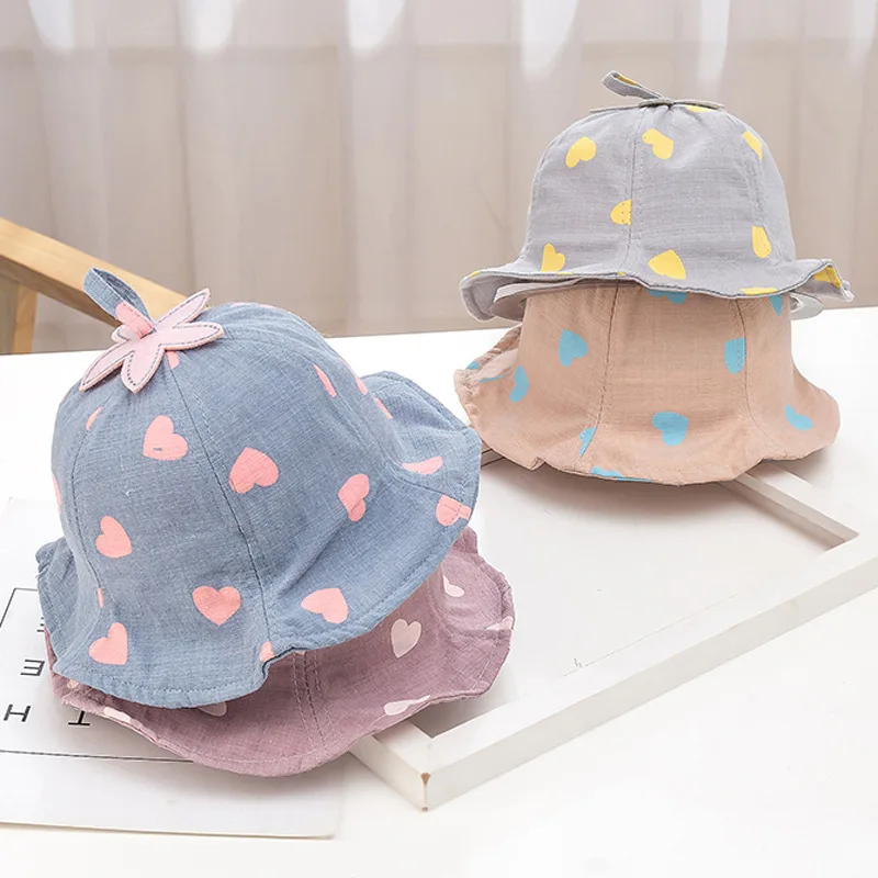

Cute Cotton Newborn Hat Baby Bucket Hat Round Beach Caps Boy Girl Sun Hat for kids 3-36 M Match Clothes Summer Baby Girl Sun Hat