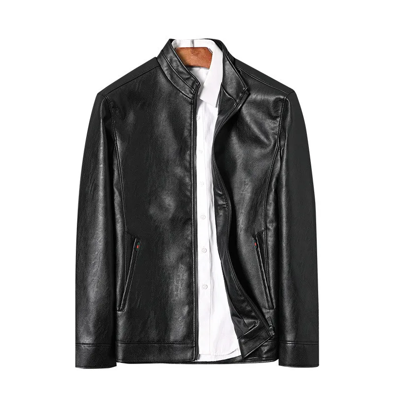 Мужская кожаная куртка модная винтажная мотоциклетная куртка-бомбер из