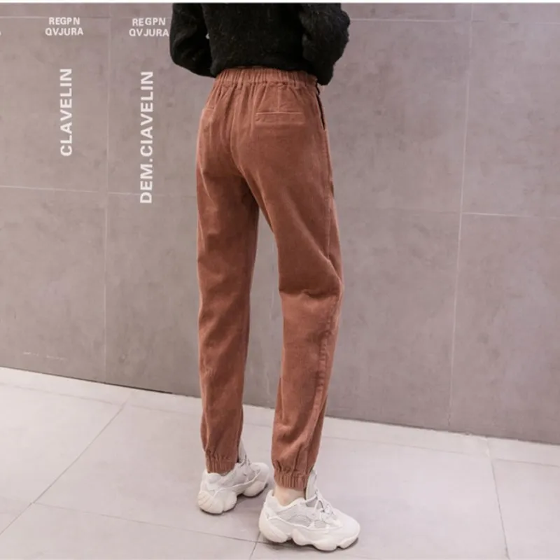 

Women Pants Autumn Winter Corduroy Pants High Waist Trousers Plus Size Harem Pants Fashion Overalls Beam Pants pantalones mujer