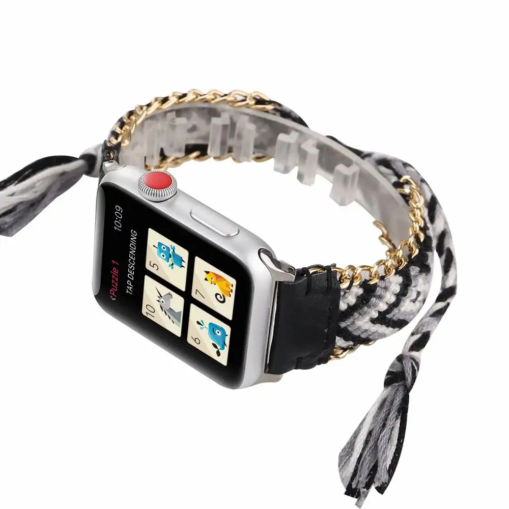 Плетеный спортивный ремешок в богемном стиле для apple watch band 44 мм 40 браслет iwatch series 1