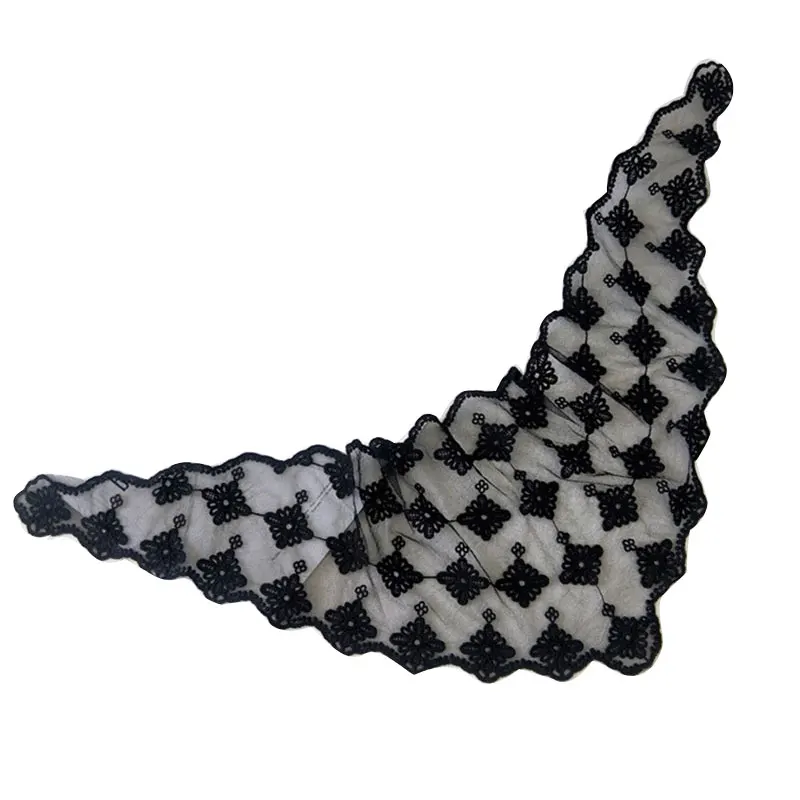 

Transparent Lace Women Scarf Wrap Shawl Embroidered Triangle Floral Print Bandana Long Scarves Hair Tie Bands Head Scarf