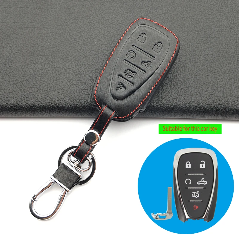 

Genuine Leather Car Key Protective Cover 6 Buttons Smart Key Holder For Chevrolet Cruze Camaro Malibu Remote Key Case