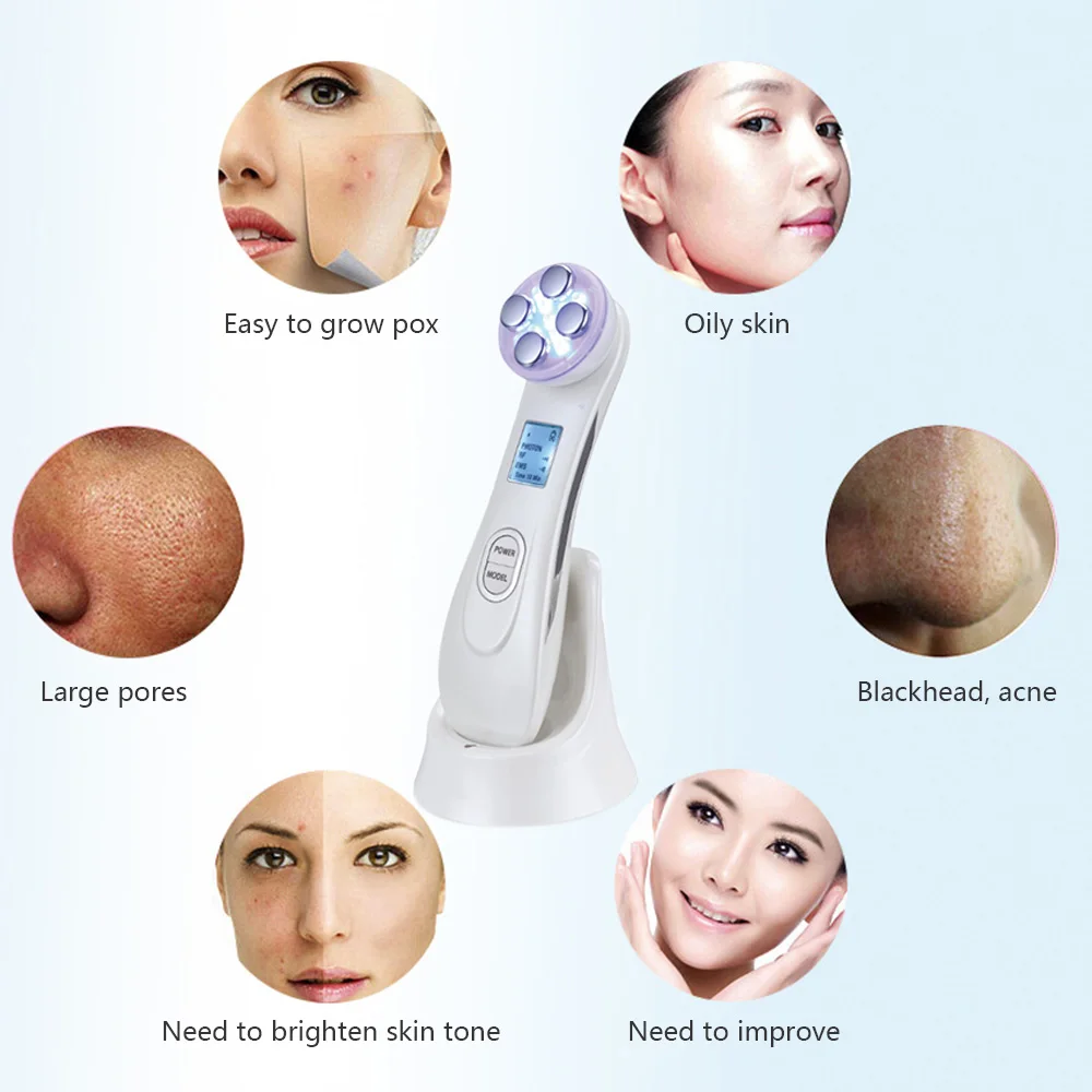 Facial Skin Massager LED Photon EMS Mesotherapy Electroporation RF Beauty Device Remove Wrinkles Tighten Face Lifting | Красота и