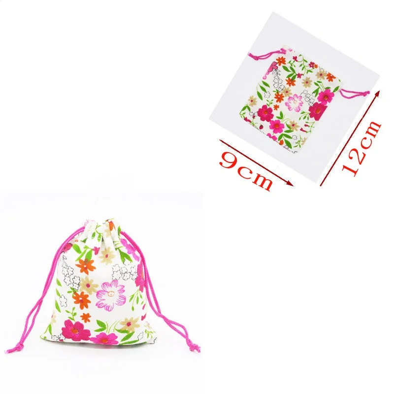 

9*12 CM Flower Drawstring Cloth Gift Bags Jewelry Packaging Wedding Bags For Birthday Party Supplies
