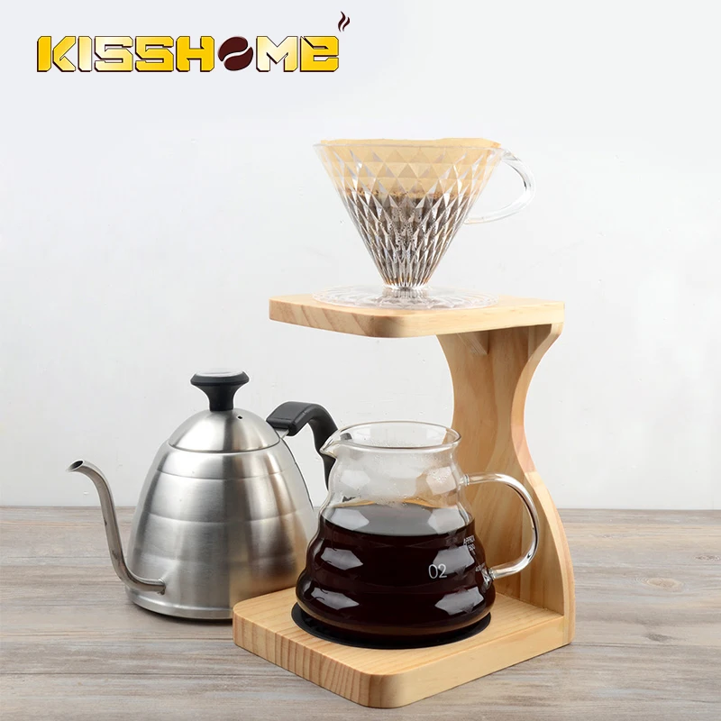 Деревянный держатель для стакана кофейного фильтра V60 набор бумажных фильтров