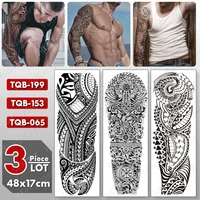 3 pcslot large arm sleeve tattoo maori totem waterproof temporary tatto sticker body art full fake tatoo women men