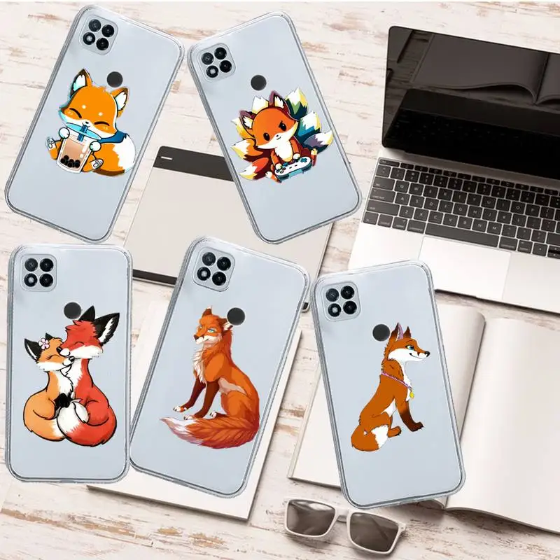 

funny foxs cute animal Phone Case Transparent for Xiaomi redmi note 5 7 8 9 10 11 t S A lite pro high quality funda