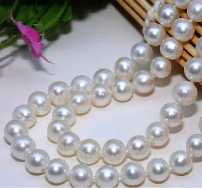 

Beautiful elegant 8-9mm real White Akoya Cultured Pearl Necklace 34 "