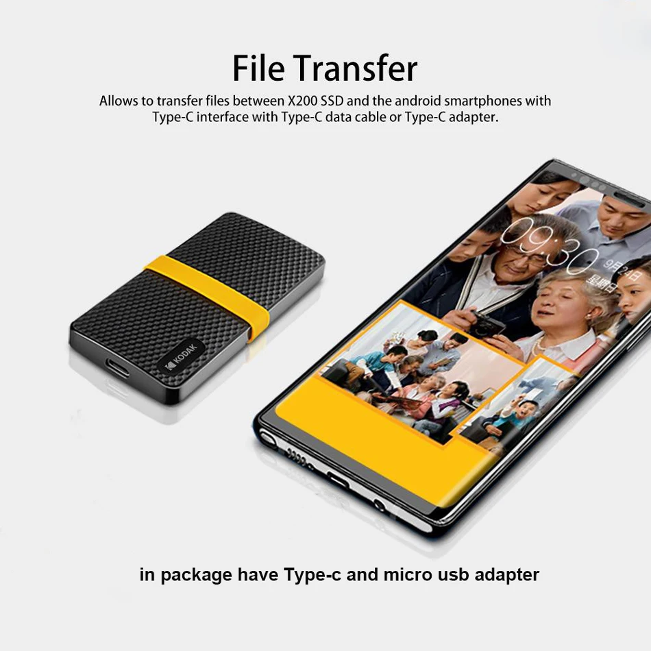 Внешний жесткий диск KODAK X200 Type C USB3.1 Gen 2 1 ТБ ssd 512 ГБ 256 128 портативный мини накопитель для MacBook ПК|Внешние SSD| |