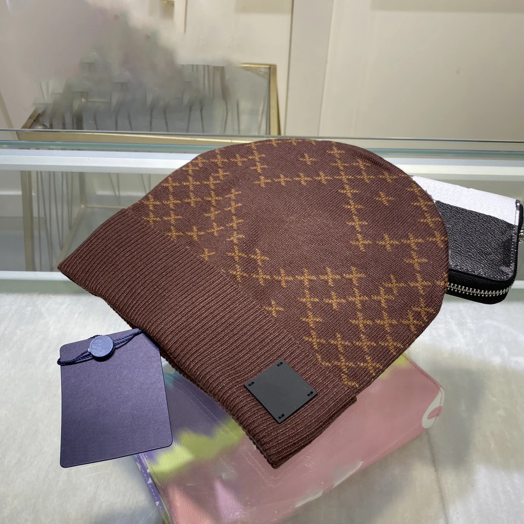 

Роскошная брендовая облегающая шапка высокого качества, брендовые Хлопковые женские вязаные шапки, зимняя шапка для женщин и мужчин, шапки ...