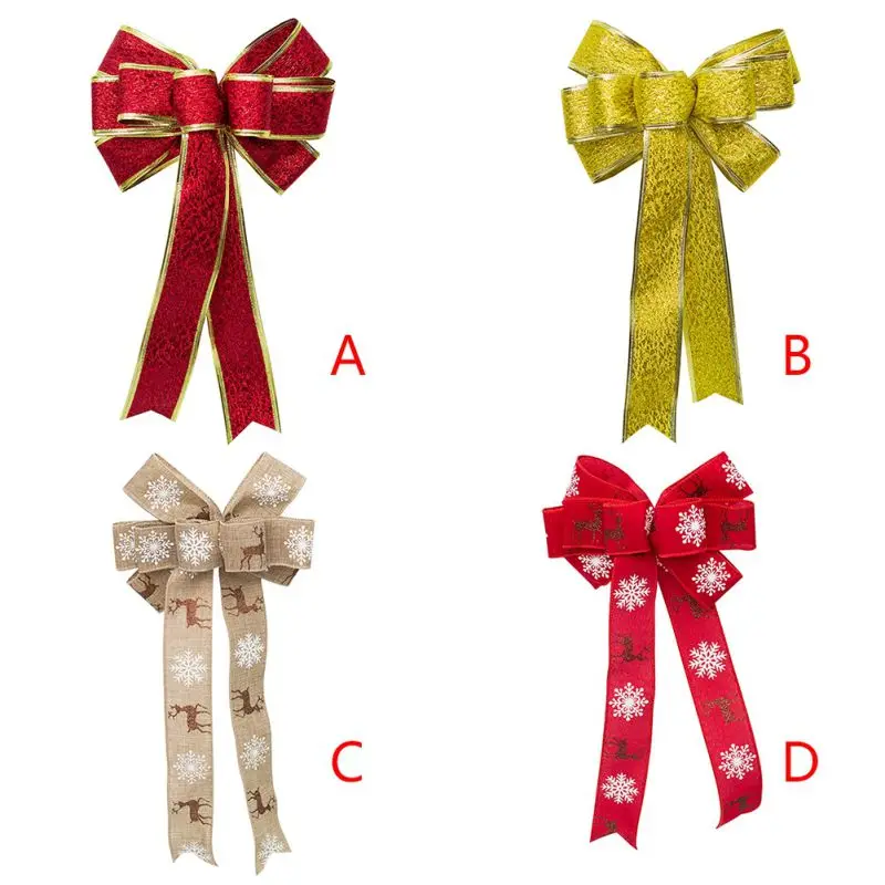 DIY Рождественский Бант Красный милый Декор подарочная коробка украшение лента