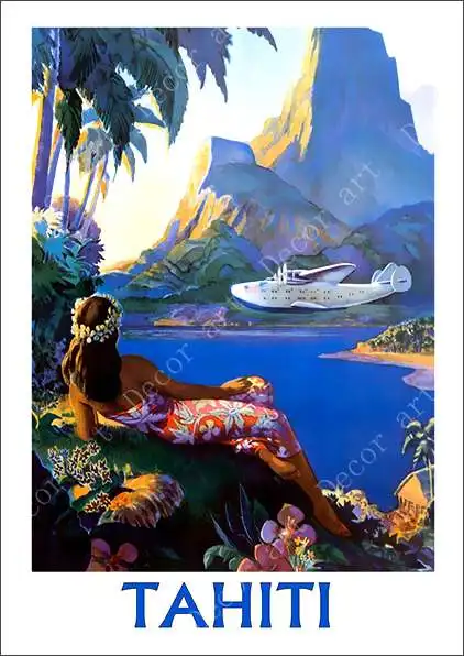 Винтажная Картина на холсте праздничный поп арт Таити винтажные настенные